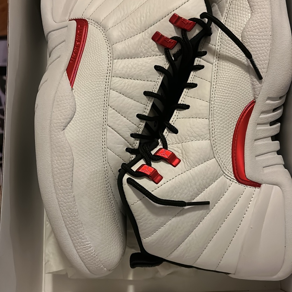 White and Red High-Top Sneakers